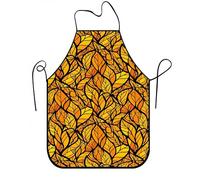 Delantal de cocina con diseño de hojas de otoño para cocinar, diseño vintage de hojas color naranja, lavable de temporada para barbacoa, jardinería, chef, trabajo, 1 unidad