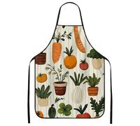 Delantal de cocina con diseño de vegetales para cocinar, diseño de plantas de jardín, delantal de cocina, con textura floral de primavera, lavable, para entretener a la barbacoa y adultos, 1 unidad