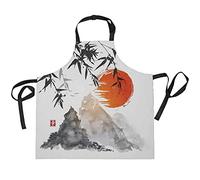 Delantal de cocina de calidad con bolsillos para árboles chinos, montañas del sol, babero para mujeres y hombres, cocinar, restaurante, cafetería, camarero con cuello ajustable, multicolor