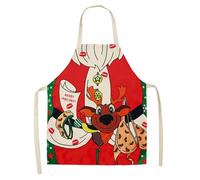Delantal de cocina de Navidad, delantal de cocina familiar, delantal de cocina sin mangas, delantal de lino impreso para niños, hombres y mujeres, herramientas de limpieza del hogar, 47 x 38 cm