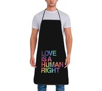 Delantal De Cocina El Amor Es Un Derecho Humano Orgullo Lgbt Gay Antiincrustante Delantal De Chef Con Tirantes Tablier De Nettoyage Para Hornear Jardinería Mujer 52X72Cm