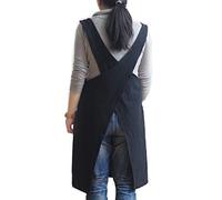 Delantal de cocina en lino suave de color sólido con diseño de estilo japonés en forma de X con espalda cruzada. Regalo ideal para chefs