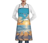 Delantal de cocina estampado de gaviotas junto al mar, unisex, para tareas domésticas, supermercado, hotel, barbacoa, 28.3 x 20.4 pulgadas, delantal de limpieza del hogar