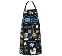 Delantal de cocina griega, delantal de cocina griega, regalos temáticos de Grecia, delantal griego para mujeres y hombres, Grecia Bl UK2, 49cm x 68cm