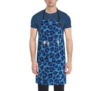 Delantal de cocina impermeable para adultos con estampado animal de piel de leopardo de 28 x 33 pulgadas, con bolsillos, versátil delantal de chef para barbacoa