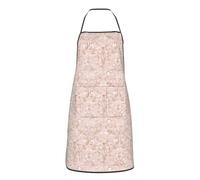 Delantal De Cocina Motivos Románticos De Filigrana En Rosa Empolvado Ajustable Delantal De Trabajo Con Tirantes Delantales De Cocina Para Pintor Trabajo Restaurante 52X72Cm