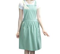 Delantal de cocina para el hogar, delantal de lino y algodón, vendaje cruzado, ropa de trabajo para jardín, catering para hornear, restaurante comercial, pintura, tallado de ropa (Claro Verde)