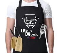 Delantal de cocina para hombre, amante de la cerveza, delantal de cocina, Let's Cook, regalos para barbacoa para hombres, divertidos delantales para barbacoa para hombres con 3 bolsillos, Negro A