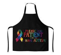 Delantal De Cocina Por Favor, Tenga Paciencia Conmigo. Tengo Conciencia Del Autismo. Impermeable Delantal Con 2 Bolsillos Mandiles Para Jardinero De Cocina Peluquero