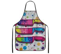 Delantal de cuchillos coloridos para cocinar, delantal de cocina con patrón de graffitis vibrante para barbacoa, parrilla y trabajo de chef, Varios colores, 24x31 Inch