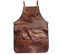 Delantal de cuero con bolsillos y correas cruzadas, impermeable, ajustable, resistente al calor y a las manchas, para cocina, barbacoa, barbería, chef, delantal para hombre.
