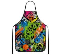 Delantal de graffitis para cocinar, colorido diseño abstracto para adultos, delantal lavable para barbacoa, jardinería, chef Wo, Varios colores, 24x31 Inch