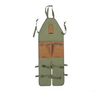 Delantal de jardín con protección de pierna larga, correas ajustables para cuello y cintura, seis bolsillos, tela Oxford 600D para jardinería (bolsillos marrones)