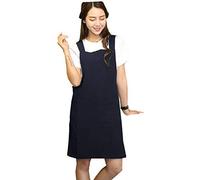 Delantal de lino de algodón suave con correas de hombro en H, color sólido, estilo japonés, forma de X, para cocina, cocina, chef, ajuste de verano (negro)