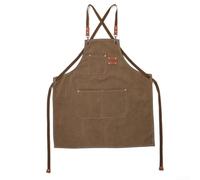 Delantal de lona de algodón ajustable con cobertura generosa y trabillas de cuero para gestión de cables, adecuado para chefs, jardineros y artesanos, gris (azul)