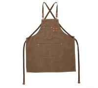 Delantal de lona de algodón resistente con diseño de espalda cruzada, cómodo para largas horas de uso en cocina o taller (azul)