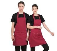 Delantal de Lona for el hogar, Cocina, Restaurante, jardinería, Leche, té, café, Ropa de Trabajo, Impermeable, a Prueba de Aceite, 2 uds. para La Cocina(Red)