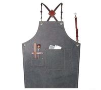 Delantal de lona gruesa impermeable resistente con múltiples bolsillos para herramientas para jardinería, carpintería, cocina y carpintero, diseñado para mayor durabilidad (negro gris)