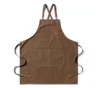Delantal de lona gruesa para cocina con agua, aceite y propiedades resistentes a las manchas, protege la ropa eficazmente durante las actividades de cocción y fabricación de bebidas (marrón)