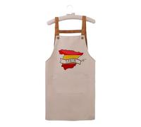 Delantal de lona impermeable con diseño de mapa de la bandera de España, regalo para el día del padre, cocina, chef, barbacoa, decoración para asar, Mapa de la bandera de España, 68cm (W) x 85cm (H)