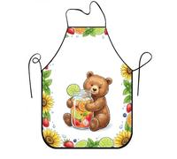 Delantal de oso para cocinar, bonito delantal de cocina floral para adultos, barbacoa de jardín de verano y hornear, Marrón, 24x31 Inch