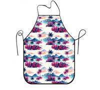 Delantal de palmeras tropicales vintage para cocinar, colorido paisaje de isla para barbacoa, parrilla, jardinería, verano, Varios colores, 24x31 Inch