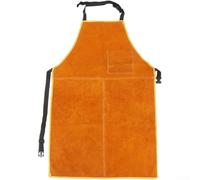 Delantal de piel de vacuno, resistente al calor, ignífugo, ajustable, con bolsillos para herramientas, para soldadura, barbacoas, manualidades, 109 x 60,3 cm, color marrón oscuro (color girasol)
