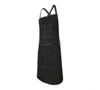 Delantal de piel para soldar, resistente al calor, 6 bolsillos, piel de vacuno, resistente al fuego, resistente, 36 pulgadas, color negro, con compartimento para teléfono móvil, 6 compartimentos