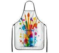 Delantal de pinceles coloridos para arte, delantal de cocina de colores vibrantes, delantal de cocina para artistas, barbacoa, manualidades, para adultos, Con color, 24x31 Inch