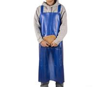 Delantal de PVC impermeable y a prueba de aceite para uso industrial, cocina, jardinería, aseo de mascotas, antiácido, resistente, correa ajustable para el cuello, 110 x 80 cm (azul profundo)