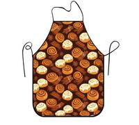 Delantal de rollo de canela para cocinar, delantal de cocina con patrón de pastelería marrón para adultos, para otoño, vacaciones, hornear, lavable, para asar, chef, trabajo, 1 unidad