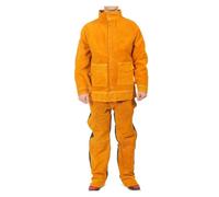 Delantal de soldador, Conjunto de soldador de piel de vaca, chaqueta y pantalón de soldadura for hombre, resistente al calor, a las chispas y a las llamas.(XXL)