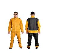 Delantal de soldador, Trajes de soldadura de cuero resistentes con aislamiento térmico ignífugo for protección de soldadores.(Yellow,2XL)