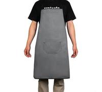 Delantal de soldadura con material de sarga ignífugo lavable, bordes resistentes al calor y configuración de bolsillo funcional para tareas prácticas (gris)