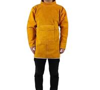 Delantal de soldadura de cuero de manga larga con cuello alto, a prueba de llamas, aislamiento térmico, corte unisex seguro
