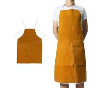 Delantal de soldadura de cuero vacuno de 65 x 95 cm, babero resistente al fuego con correas ajustables para cuello y cintura para soldadores, herreros, carpinteros, resistente