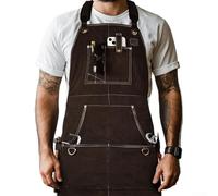 Delantal de soldadura de doble cara de forro polar ignífugo equipo de protección para carpintero, electricista, reparación de automóviles, cobertura de cuerpo completo (café)