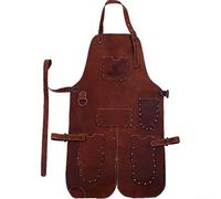 Delantal de soldadura hecho de material de terciopelo de doble cara para protección resistente al calor con correa cruzada para una distribución uniforme del peso (marrón)