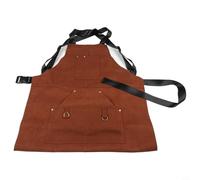 Delantal de soldadura resistente al calor con múltiples bolsillos, ignífugo, babero de cuero resistente para hombres y mujeres, 60 x 90 cm, equipo de seguridad cruzado (marrón)