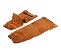 Delantal de soldadura resistente con correa cruzada, terciopelo reversible de doble cara para protección contra chispas, adecuado para herrería y manualidades artísticas (mangas camello, 2 piezas)