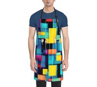 Delantal de tela Oxford impermeable con diagrama geométrico cuadrado, lazo ajustable, perfecto para cocinar y pintar, chef, regalo para adultos, negro, talla única