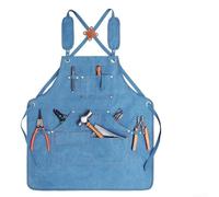 Delantal de trabajo con diseño dividido inferior de lona gruesa, funcionalidad impermeable y resistente al desgaste para carpinteros, electricistas y jardineros (azul claro)