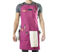 Delantal de trabajo con múltiples bolsillos, lona de algodón, correas ajustables en la espalda cruzada, para barbacoa, cocina o taller, delantal de trabajo unisex