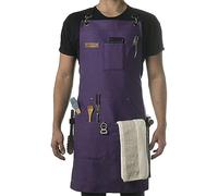 Delantal de trabajo con múltiples bolsillos, lona de algodón, correas ajustables en la espalda cruzada, para barbacoa, cocina o taller, delantal de trabajo unisex