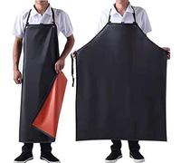 Delantal de trabajo de vinilo de goma impermeable negro de 43 pulgadas ajustable babero para delantales de lavavajillas, Negro 1, Large