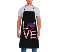 Delantal De Trabajo Me Encanta Rusia Mapa Bandera Ajustable Delantal De Chef Con Tirantes Tablier De Nettoyage Para Cocinar Pasteles Trabajo 52X72Cm