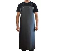 Delantal de vinilo de goma impermeable negro - Delantales ligeros de 43 pulgadas - Plástico industrial resistente a los químicos, delantal largo negro, Negro-1 paquete, Large