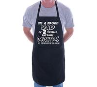 Delantal divertido con texto en inglés "Proud Dad Of 2 Awesome Daughter", Negro, Taille unique