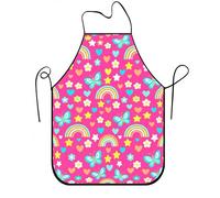 Delantal divertido de mariposas arcoíris para cocinar, delantal de cocina con diseño floral colorido para barbacoa, jardinería y horneado, Melocotón, 24x31 Inch