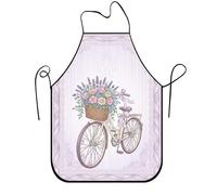 Delantal floral clásico para cocinar, delantal de cocina con diseño de bicicleta de lavanda para barbacoa, jardinería y trabajo culinario, Lavanda, 24x31 Inch